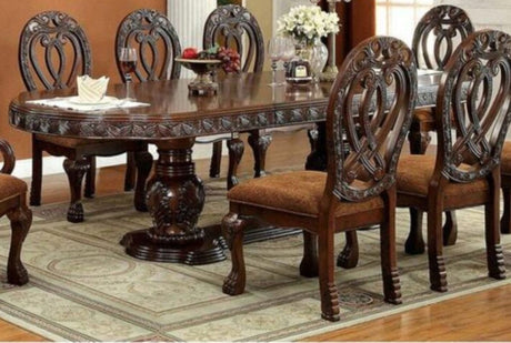 Formal Majestic Traditional Dining Chairs Cherry Solid wood Fabric Seat Intricate Carved Details Set of 2 Side Chairs - Home Elegance USA