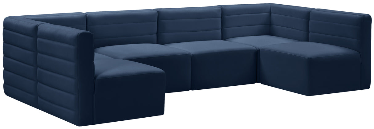 Quincy - Modular Sectional 6 Piece - Navy - Fabric - Home Elegance USA