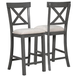 TREXM 6-Piece Counter Height Dining Table Set Table with Shelf 4 Chairs and Bench for Dining Room (Gray) - Home Elegance USA