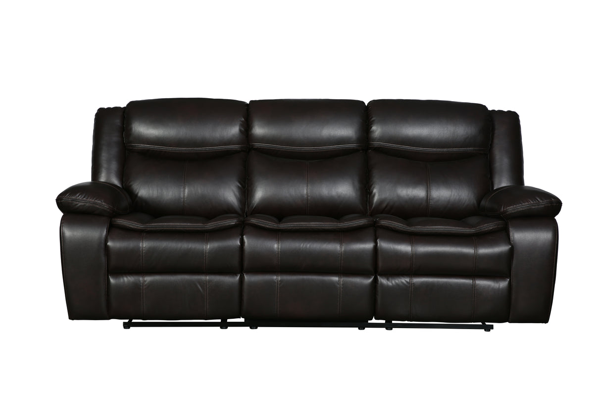 Global United Transitional Leather-Air Reclining Sofa Home Elegance USA