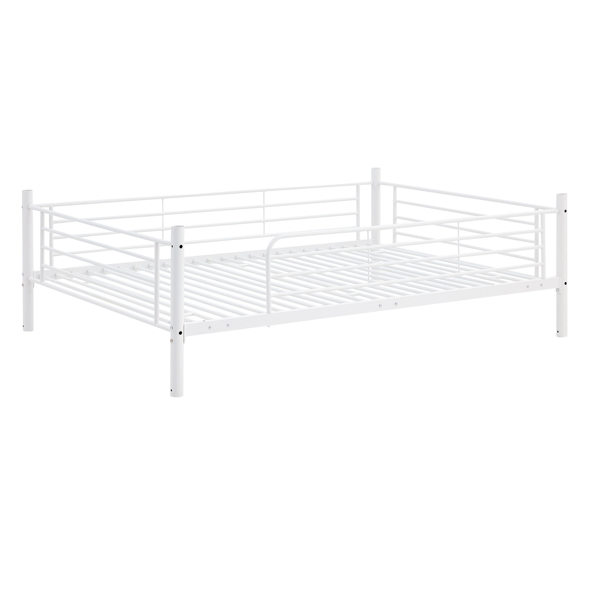 Full-Full-Full Metal  Triple Bed  with Built-in Ladder, Divided into Three Separate Beds,White - Home Elegance USA