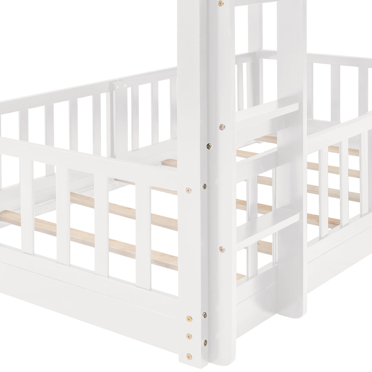 Twin Over Twin Bunk Bed with Slide and Ladder, White（Old SKU:LP000009AAK） - Home Elegance USA