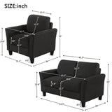 Living Room Furniture Armrest Single chair and Loveseat Sofa (Black) Home Elegance USA