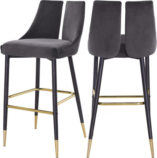 Meridian Furniture - Sleek Bar Stool Set Of 2 In Grey - 960Grey-C