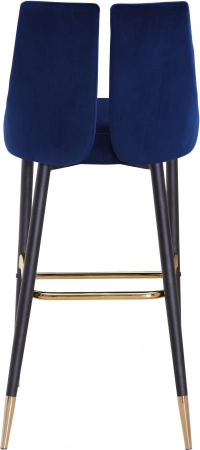 Meridian Furniture - Sleek Bar Stool Set Of 2 In Navy - 960Navy-C