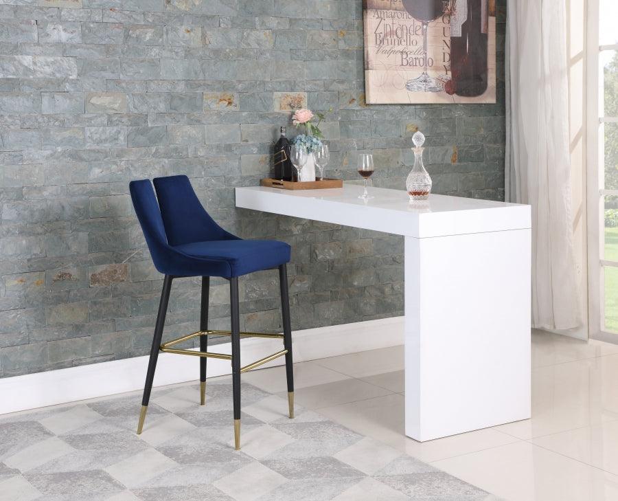 Meridian Furniture - Sleek Bar Stool Set Of 2 In Navy - 960Navy-C