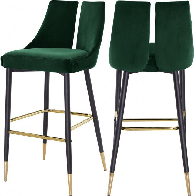 Meridian Furniture - Sleek Bar Stool Set Of 2 In Green - 960Green-C