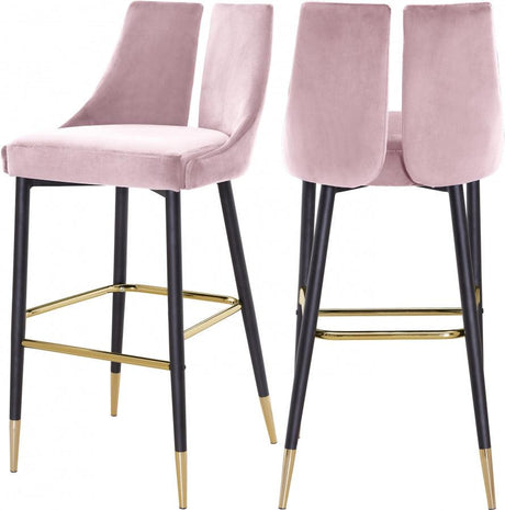 Meridian Furniture - Sleek Bar Stool Set Of 2 In Pink - 960Pink-C