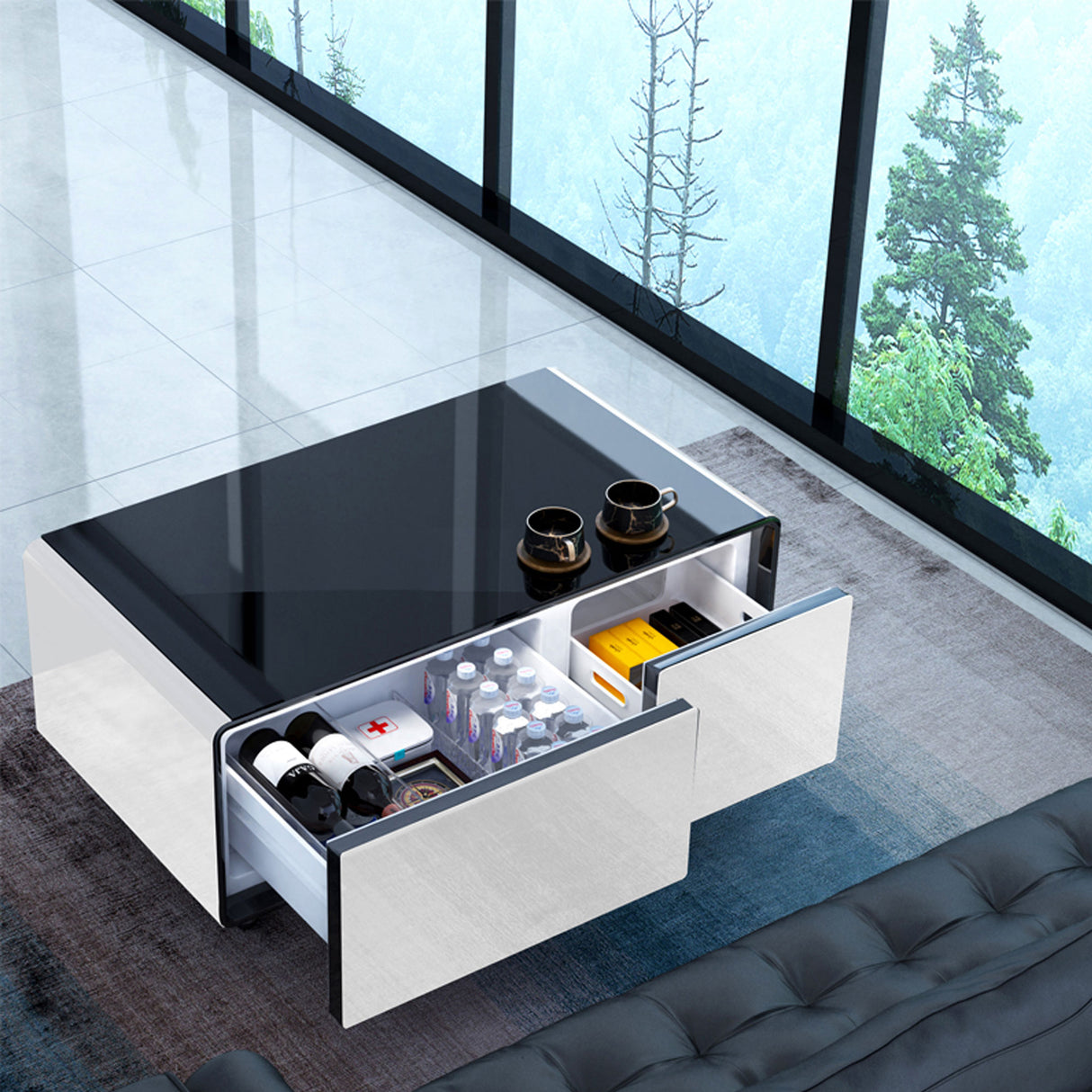 Modern Smart mini Coffee Table with Built in Fridge, – Home Elegance USA