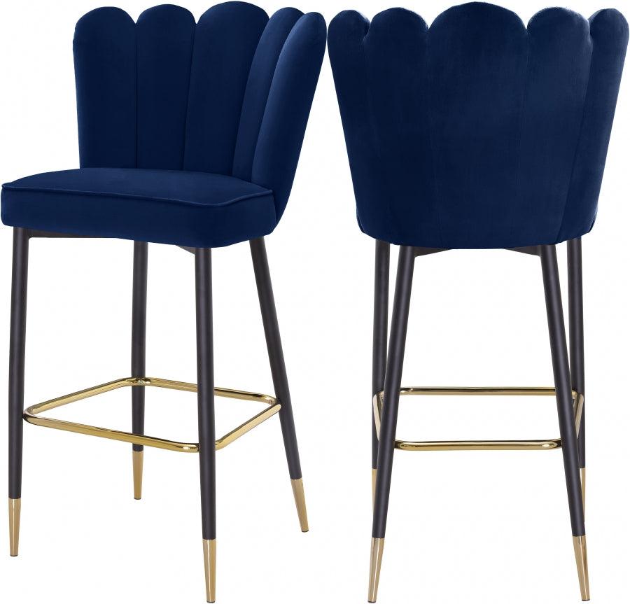 Meridian Furniture - Lily Bar Stool Set Of 2 In Navy - 961Navy-C