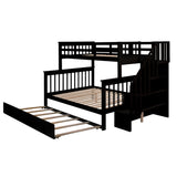 Stairway Twin-Over-Full Bunk Bed with Twin size Trundle, Storage and Guard Rail for Bedroom, Dorm, for  Adults, Espresso (OLD SKU :LP000119AAP) - Home Elegance USA