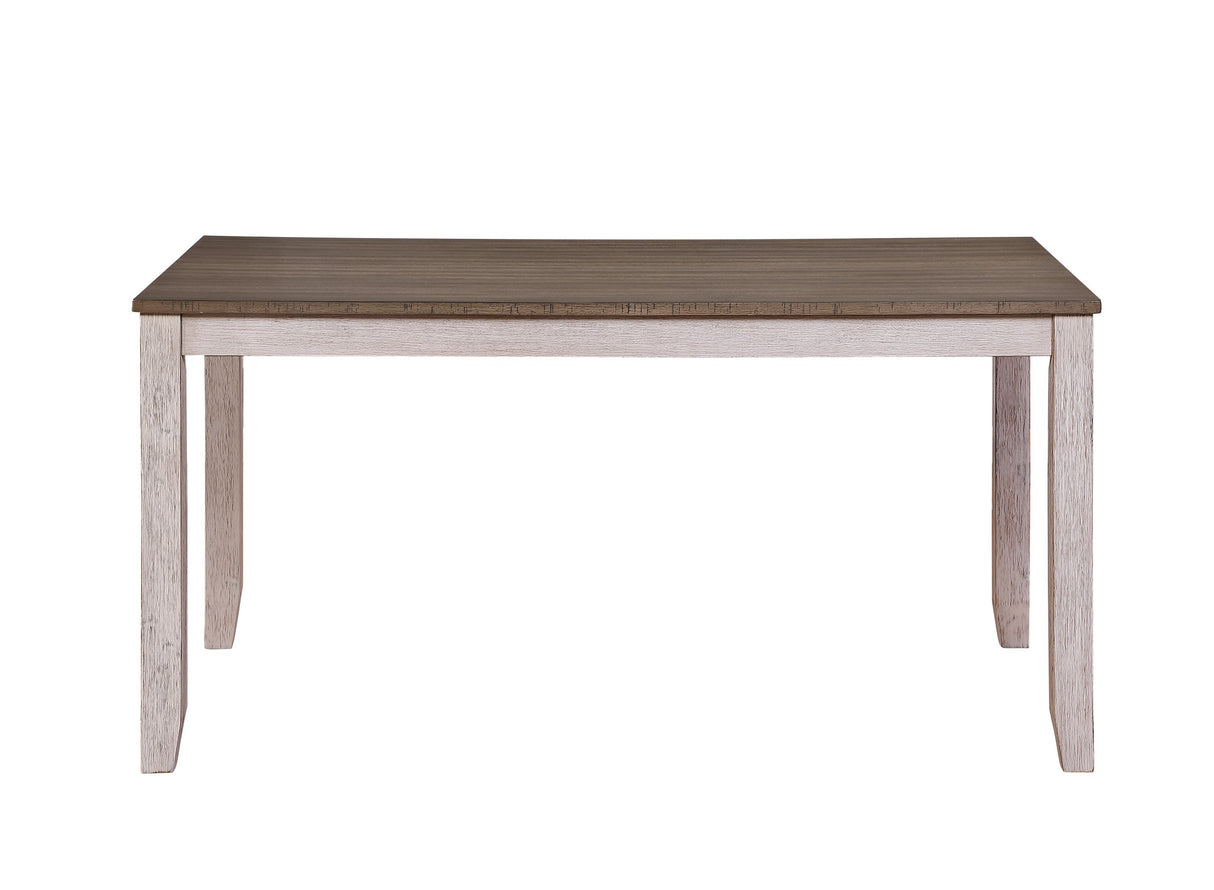 Transitional Design Rectangular 1pc Dining Table Grayish White and Brown Finish Furniture - Home Elegance USA