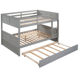 Full Over Full Bunk Bed with Twin Size Trundle, Gray ( old sku: LP000150AAE ) - Home Elegance USA