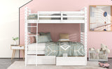 Twin over Twin Wood Bunk Bed with Two Drawers - White - Home Elegance USA