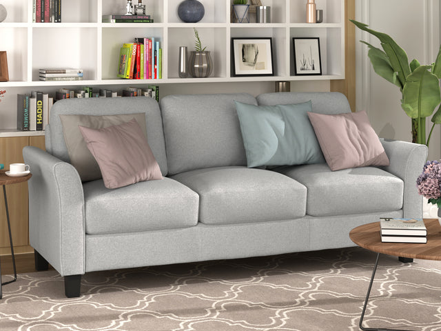 3 - Seat Sofa Living Room Linen Fabric Sofa (Light Gray) - WF191004AAN - image - 1