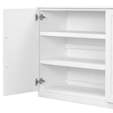 TREXM Sideboard with 4 Doors Large Storage Space Buffet Cabinet with Adjustable Shelves and Silver Handles for Kitchen, Dining Room, Living Room (White) - Home Elegance USA