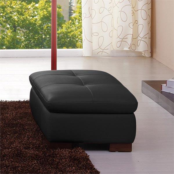 J&M Furniture - 625 Leather Ottoman In Black - 17544311331-Ott