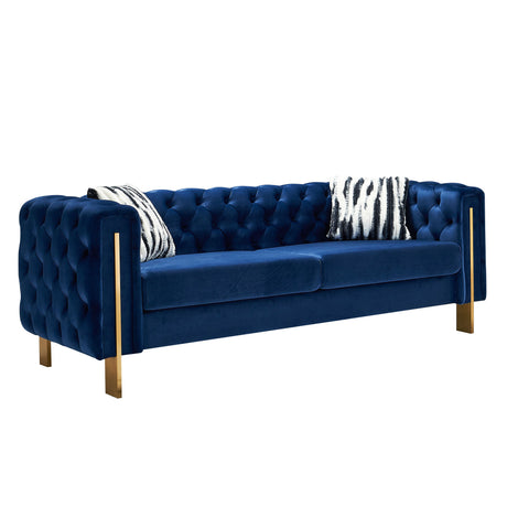 Modern velvet sofa BLUE color Home Elegance USA