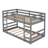 Twin Over Twin Bunk Bed with Ladder, Gray（OLD SKU：WF282787AAE） - Home Elegance USA