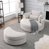 [Video] Welike Swivel Accent Barrel Modern Sofa Lounge Club Big Round Chair with Storage Ottoman Linen Fabric for Living Room Hotel with Pillows . *2PCS Home Elegance USA