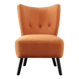Unique Style Orange Velvet Covering Accent Chair Button-Tufted Back Brown Finish Wood Legs Modern Home Furniture - Home Elegance USA