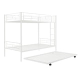 Twin-Over-Twin Metal Bunk Bed With Trundle,Can be Divided into two beds,No Box Spring needed ,White ( old sku: MF194806AAK ) - Home Elegance USA