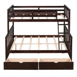 Twin-Over-Full Bunk Bed with Ladders and Two Storage Drawers(Espresso)( old sku:LT000165AAP） - Home Elegance USA