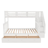 Stairway Twin-Over-Full Bunk Bed with Drawer, Storage and Guard Rail for Bedroom, Dorm, for Adults, White color(OLD SKU :LP000219AAK) Home Elegance USA