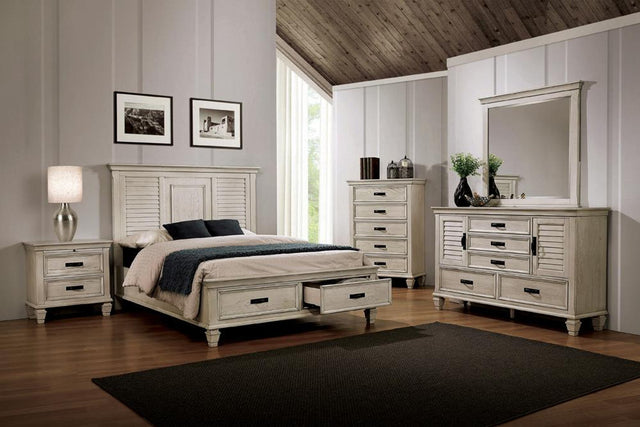 Franco - 4 Piece Eastern King Storage Bedroom Set - White - Home Elegance USA