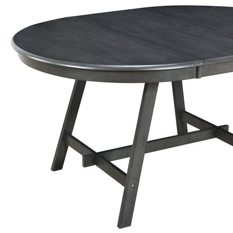TREXM 5-Piece Wood Dining Table Set Round Extendable Dining Table with 4 Dining Chairs, Dining Room Table Set for 4 person for Dining Room