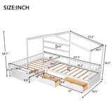 Twin Size House Platform Bed with Three Storage Drawers,White - Home Elegance USA