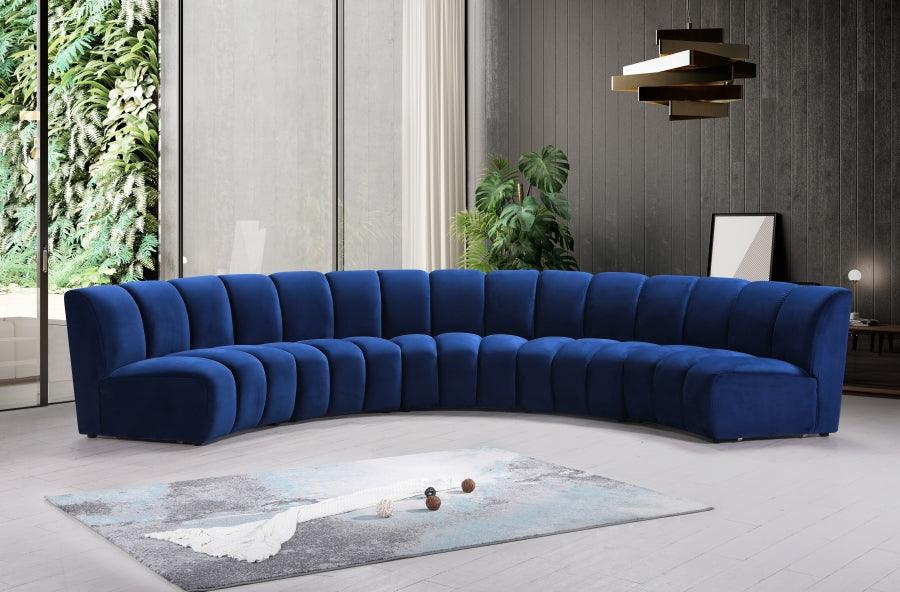 Meridian Furniture - Infinity Modular 5 Piece Sectional In Navy - 638Navy-5Pc