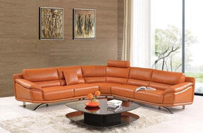 Modern Orange Leather Sectional Sofa - 533 Sectional | ESF