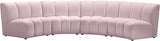 Meridian Furniture - Infinity Modular 4 Piece Sectional In Pink - 638Pink-4Pc