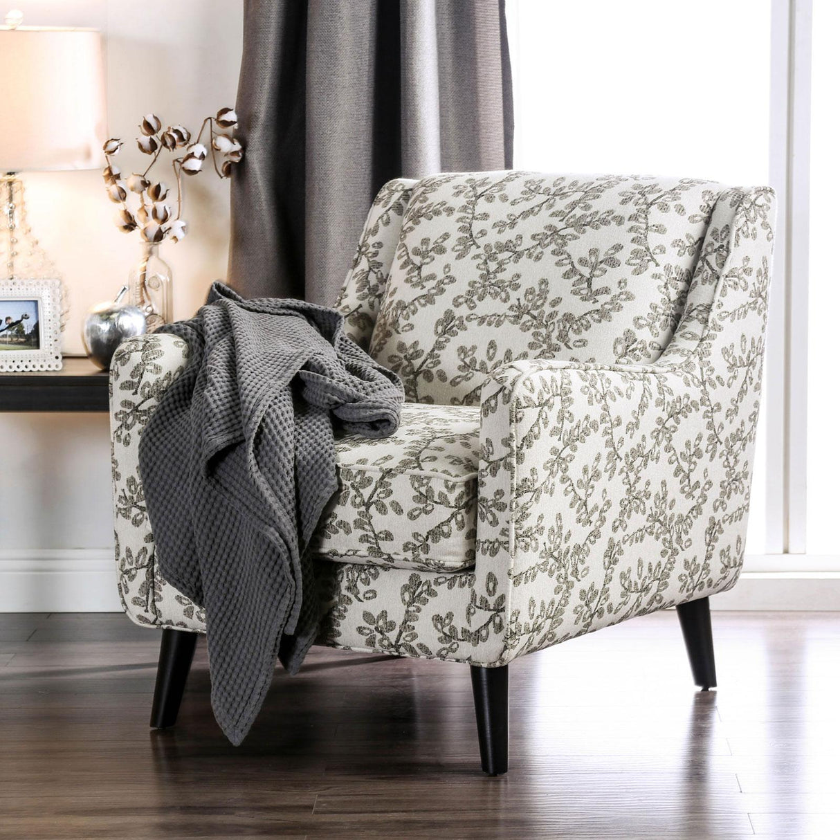 Furniture of America Dorset Stationary Fabric Accent Chair SM8564-CH-FL - Home Elegance USA