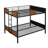 Full-over-full bunk bed modern style steel frame bunk bed with safety rail, built-in ladder for bedroom, dorm, boys, girls, adults(OLD SKU: MF190840AAD) - Home Elegance USA