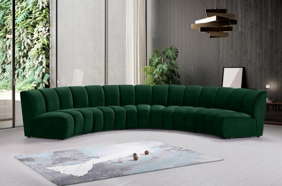 Meridian Furniture - Infinity Modular 5 Piece Sectional In Green - 638Green-5Pc