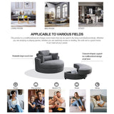 [Video] Welike Swivel Accent Barrel Modern Dark Grey Sofa Lounge Club Big Round Chair with Storage Ottoman Linen Fabric for Living Room Hotel with Pillows,2PCS. Home Elegance USA