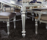 Glamourous Silver Finish Rectangular Dining Table 1pc Draw Leaf Mirror Trim Apron Dining Room Furniture - Home Elegance USA