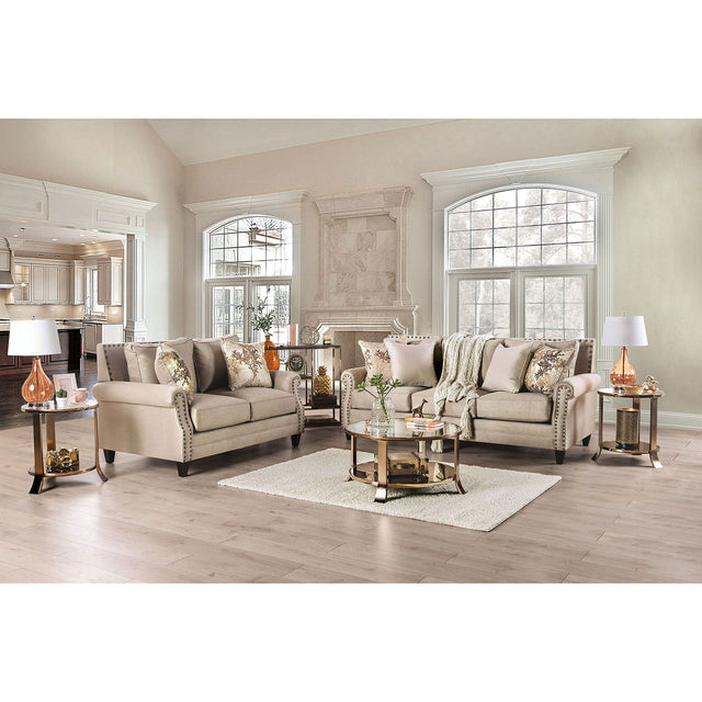 Briana - Sofa & Loveseat - Beige / Gold | Home Elegance USA