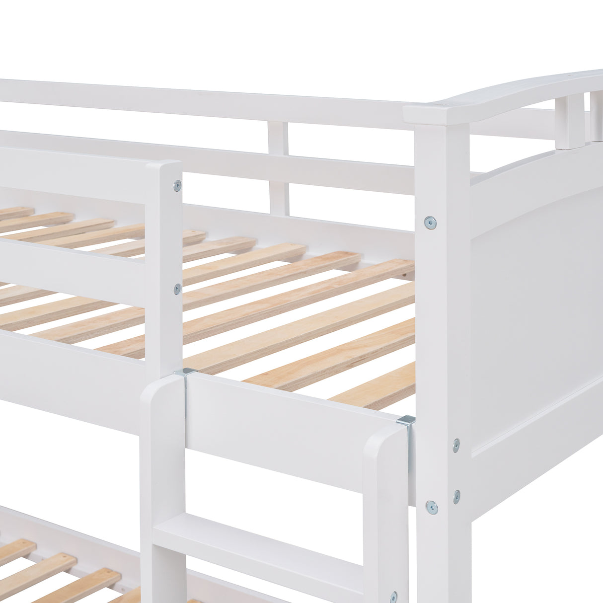 Twin-Over-Twin Bunk Bed with Twin size Trundle , Separable Bunk Bed for Bedroom - White - Home Elegance USA