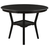 TREXM 5-Piece Kitchen Dining Table Set Round Table with Bottom Shelf, 4 Upholstered Chairs for Dining Room（Espresso） - Home Elegance USA