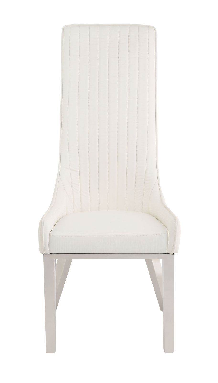 ACME Gianna Dining Chair (Set-2), White PU & Stainless Steel 72473 - Home Elegance USA