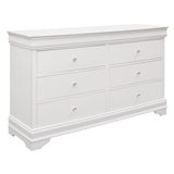 Traditional Design Bedroom Furniture 1pc Dresser of 6x Drawers Faux Alligator Embossed Fronts White Finish Wooden Furniture - Home Elegance USA