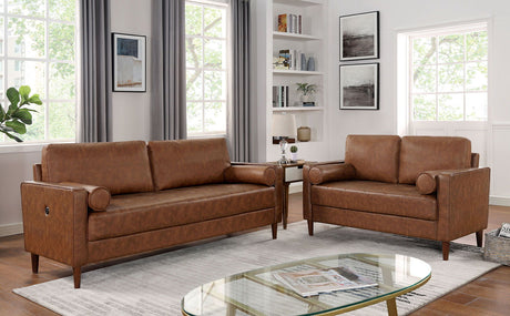 Horgen - Sofa & Loveseat - Cognac - Home Elegance USA