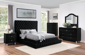 Stefania - 5 Piece Queen Bedroom Set With 2 Nightstands - Black