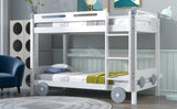 Twin Size Car-Shaped Convertible Bunk Bed, White - Home Elegance USA