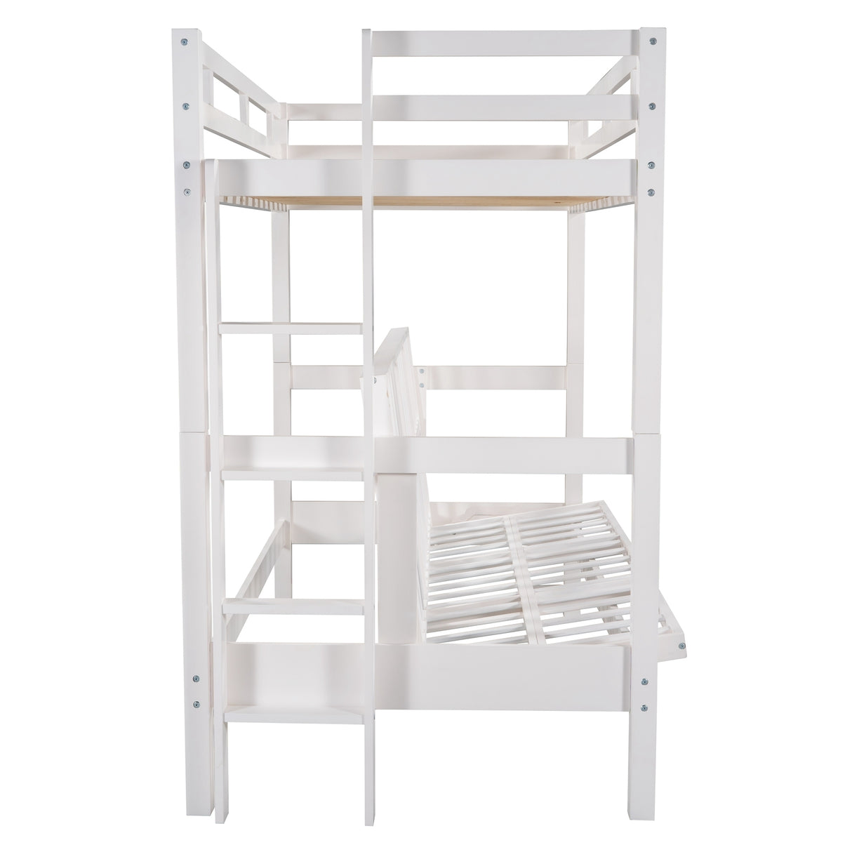 Twin over Full Bunk Bed,Down Bed can be Converted into Daybed,White(Box 2 of SM001309AAK, not sold separately) - Home Elegance USA