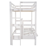 Twin over Full Bunk Bed,Down Bed can be Converted into Daybed,White - Home Elegance USA