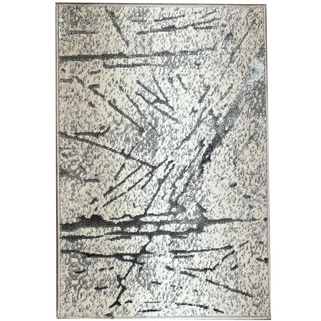 Shifra Luxury Area Rug in Gray with Silver Abstract Design - Home Elegance USA